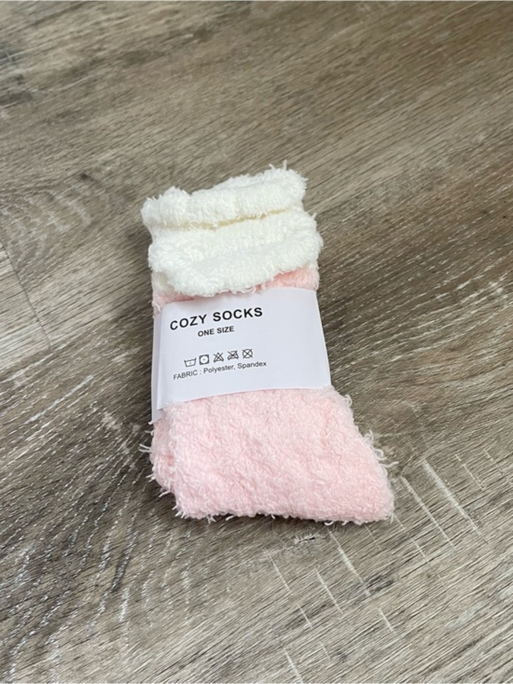 Cozy Socks Pink & White Plush Fuzzy Slouch Socks One Size Soft Warm Lounge